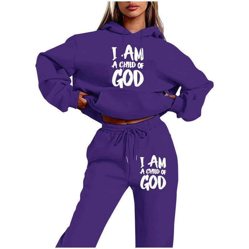 Women's hoodie sweatshirt with urban lettering and comfortable pants Lisslune