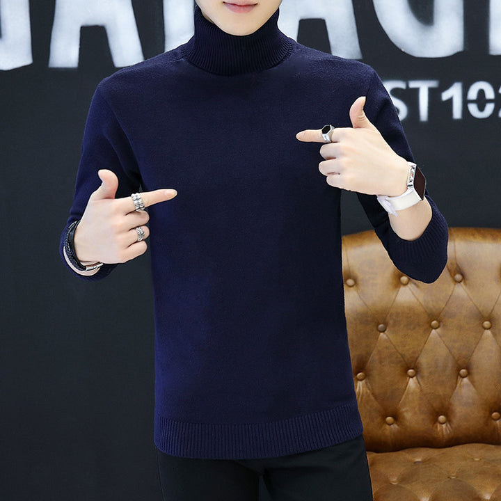 Men's stylish turtleneck sweater with fine structure Lisslune