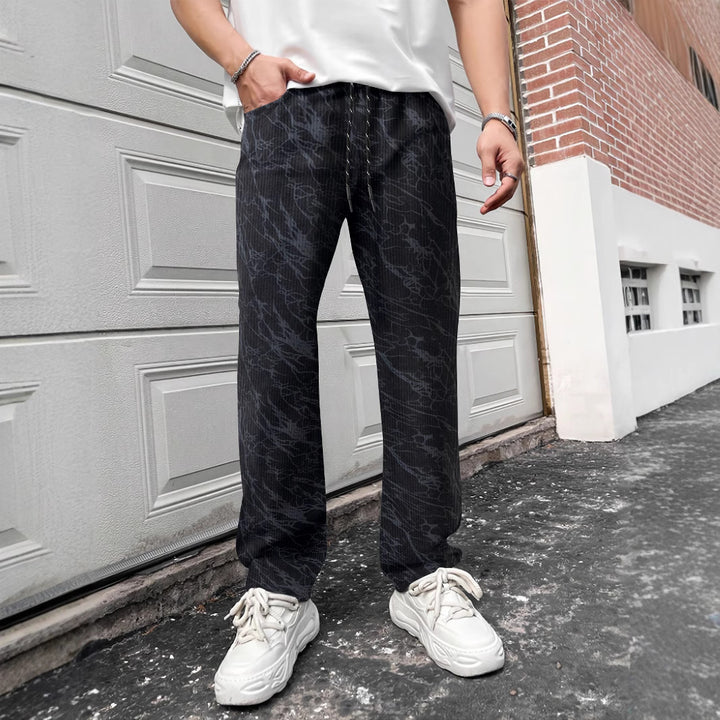 Men's casual leisure pants with elastic waistband and fashionable pattern Lisslune
