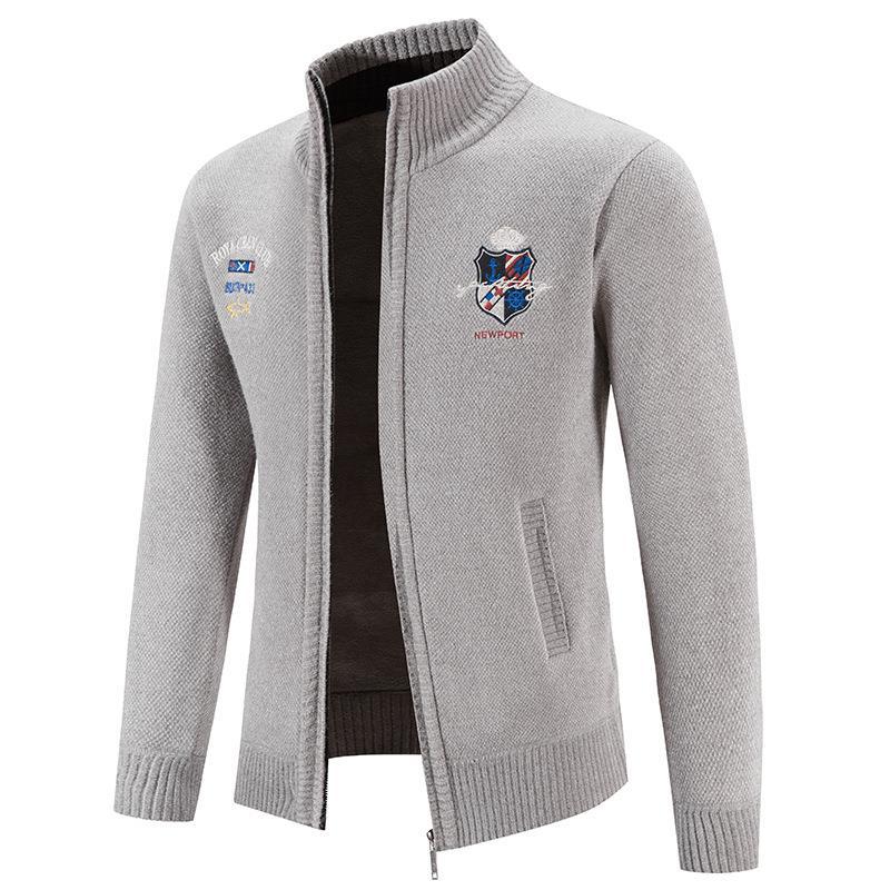 Men's fashionable cardigan with high collar and intricate embroidery Lisslune