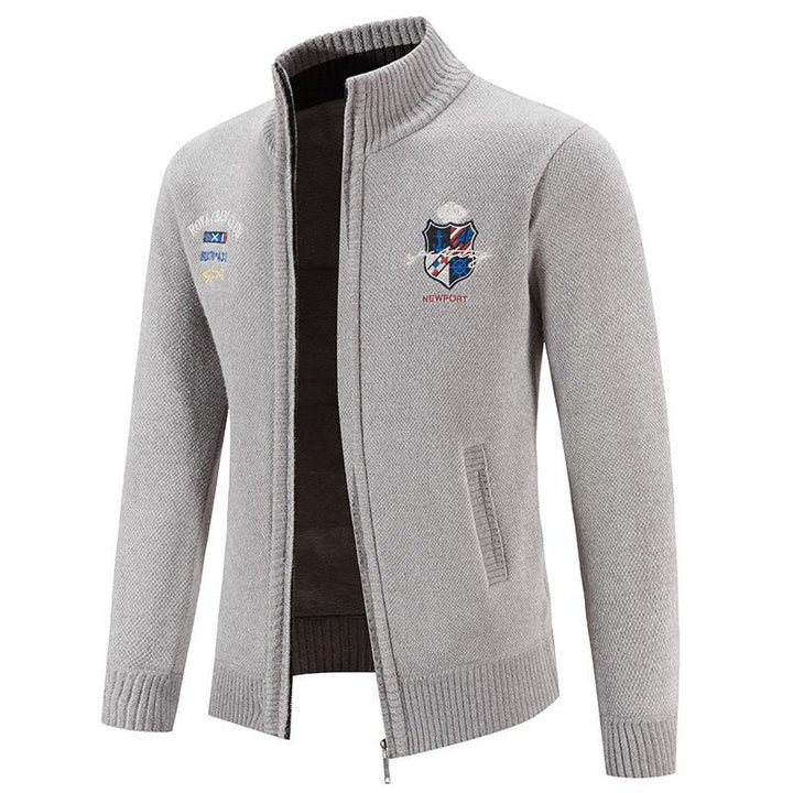 Men's fashionable cardigan with high collar and intricate embroidery Lisslune