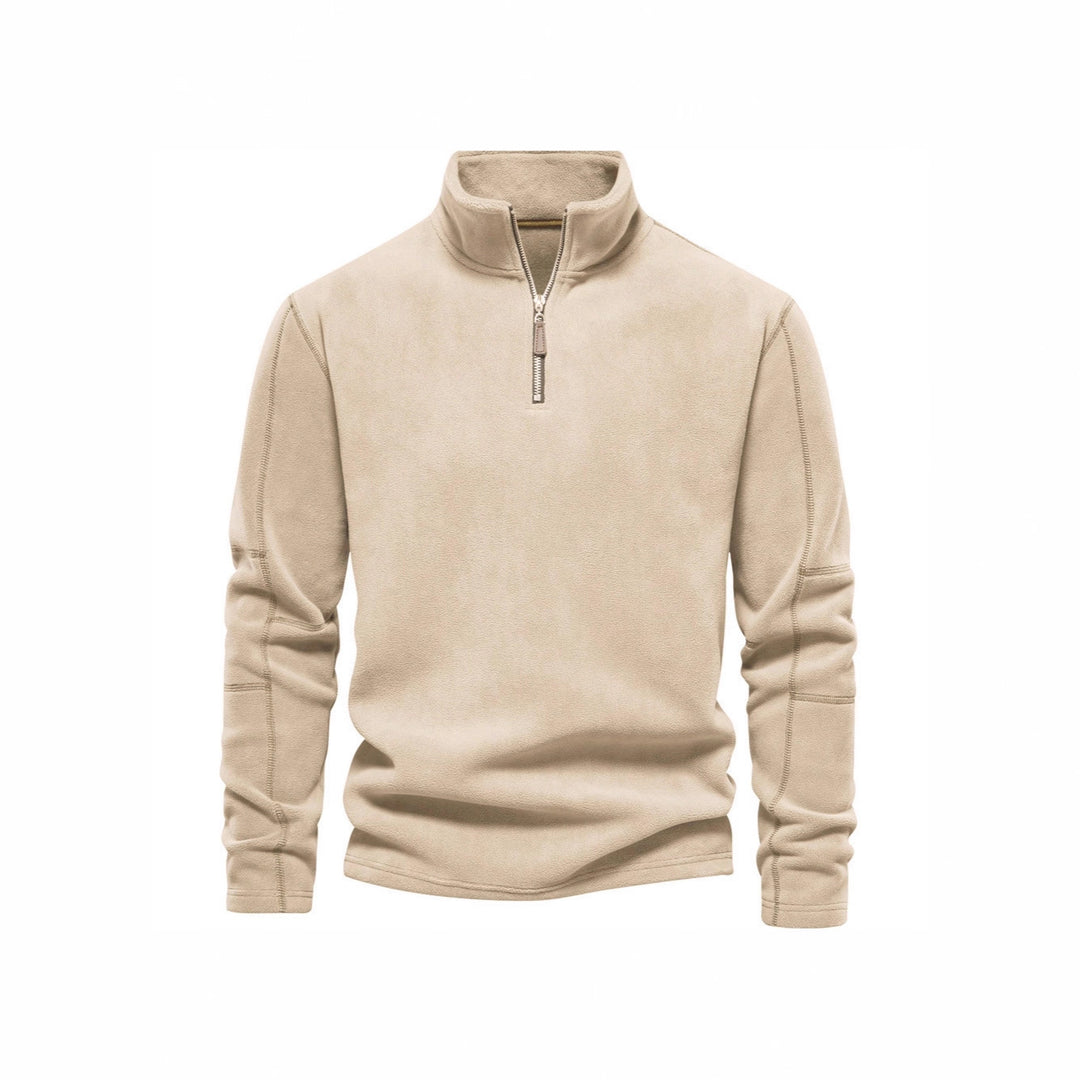 Men's fleece pullover with practical zipper elements and high collar Lisslune