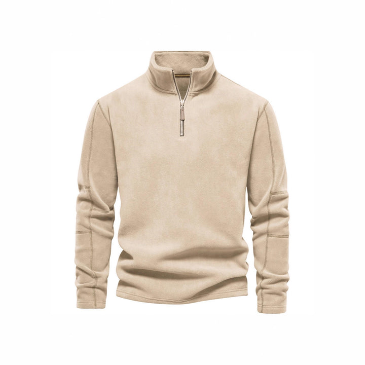 Men's fleece pullover with practical zipper elements and high collar Lisslune