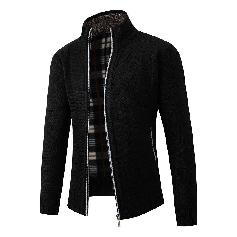 Men's cardigan with modern stand-up collar and practical side pockets Lisslune