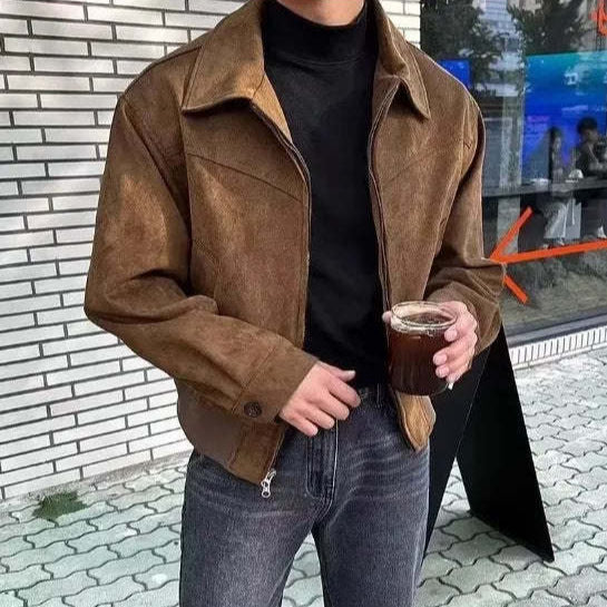 Men's fleece jacket with high collar and practical zipper Lisslune