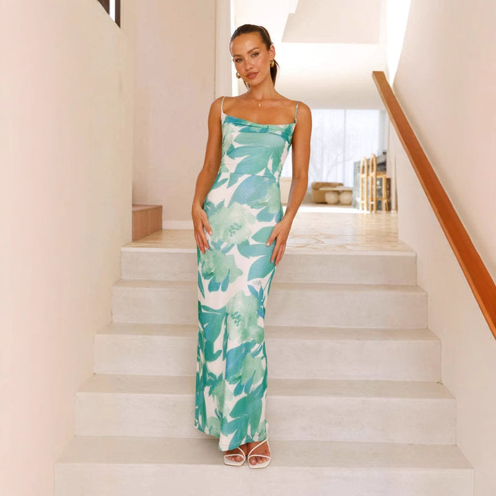 Women's maxi dress with sleeveless cut and elegant floral design Lisslune