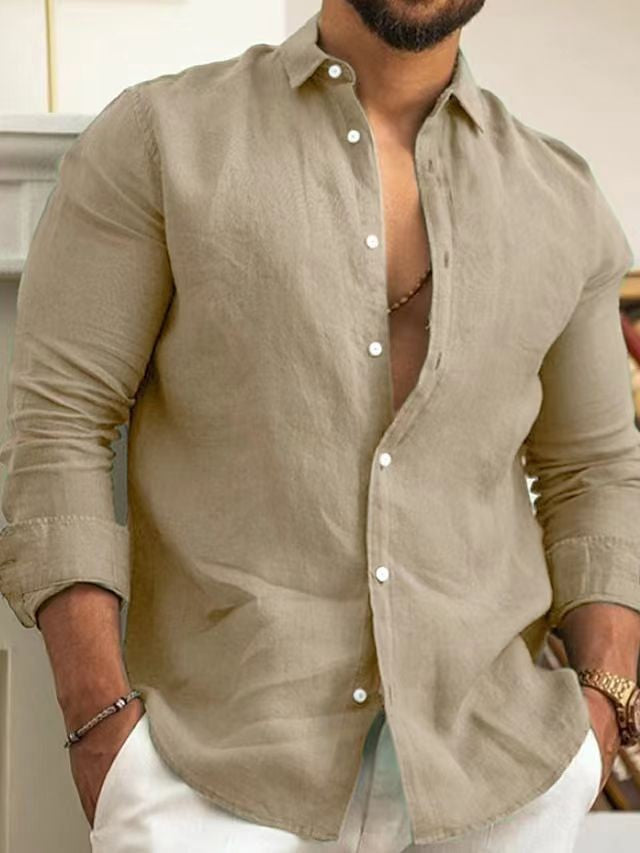 Men's Casual Linen Shirt Lisslune