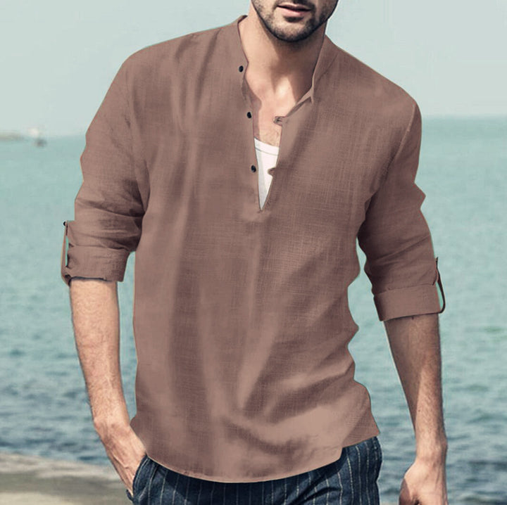 Men's casual shirt with modern stand-up collar and button placket Lisslune