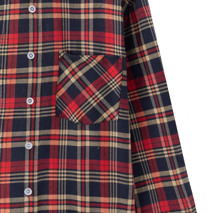 Men's casual long-sleeve checkered shirt with chest pocket Lisslune