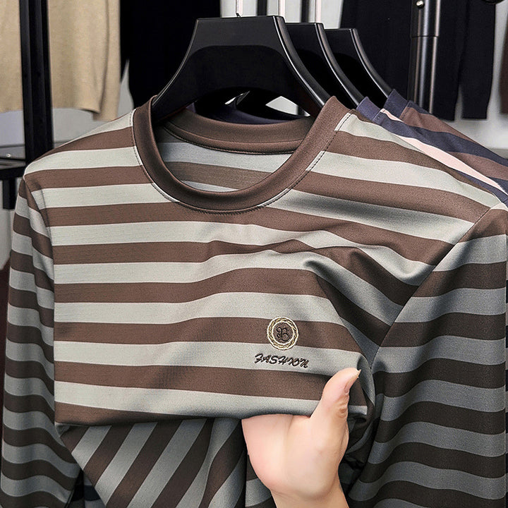 Men's Long Sleeve Shirt with Modern Stripe Pattern Lisslune