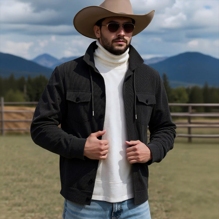 Men's cord jacket with practical chest pockets and drawstring Lisslune