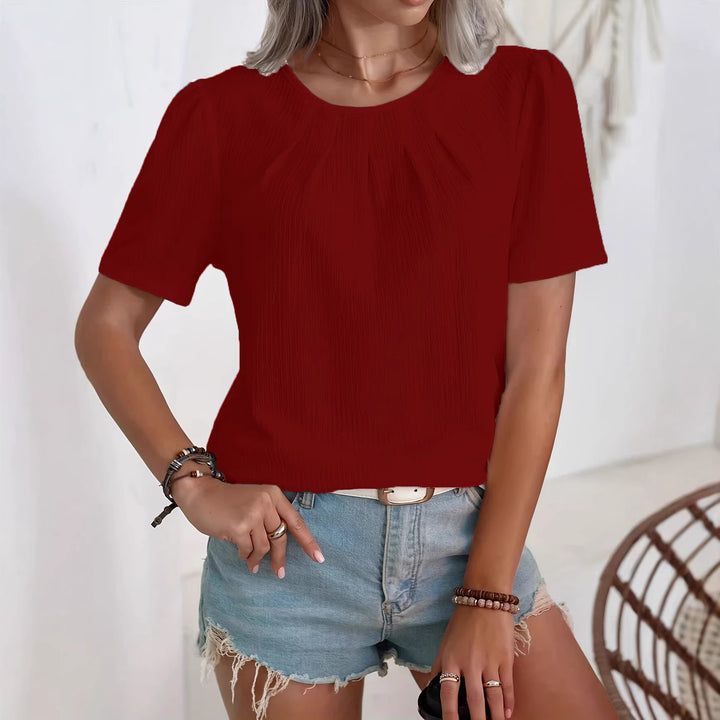 Women's Fashion Top with Textured Design and Puff Sleeves Lisslune