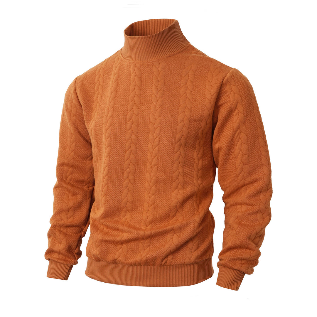 Men's knit sweater with high collar and innovative cable details Lisslune