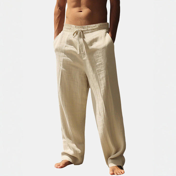 Men's casual linen pants with elastic waist and side pockets Lisslune