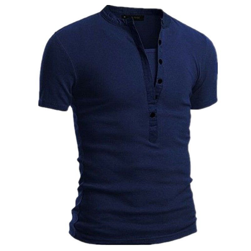 Men's Short Sleeve Shirt with Modern Buttons and Stitched Collar Lisslune