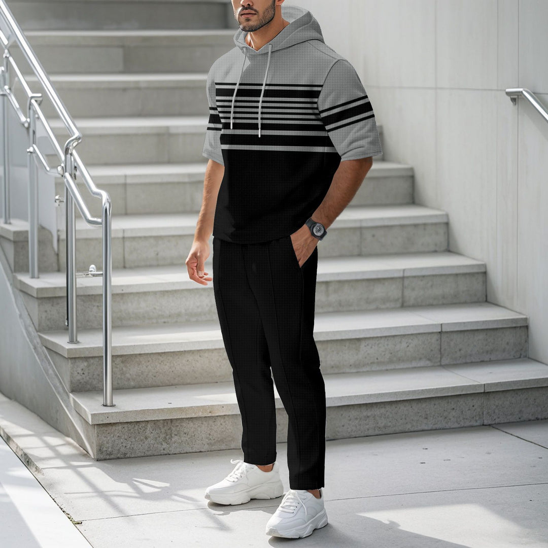 Men's Sporty Hoodie with Fashionable Striped Pattern and Comfortable Pants Lisslune