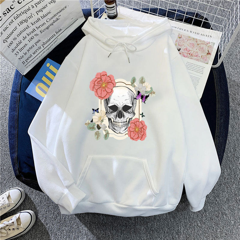 Women's hoodie with creative skull and flower design Lisslune
