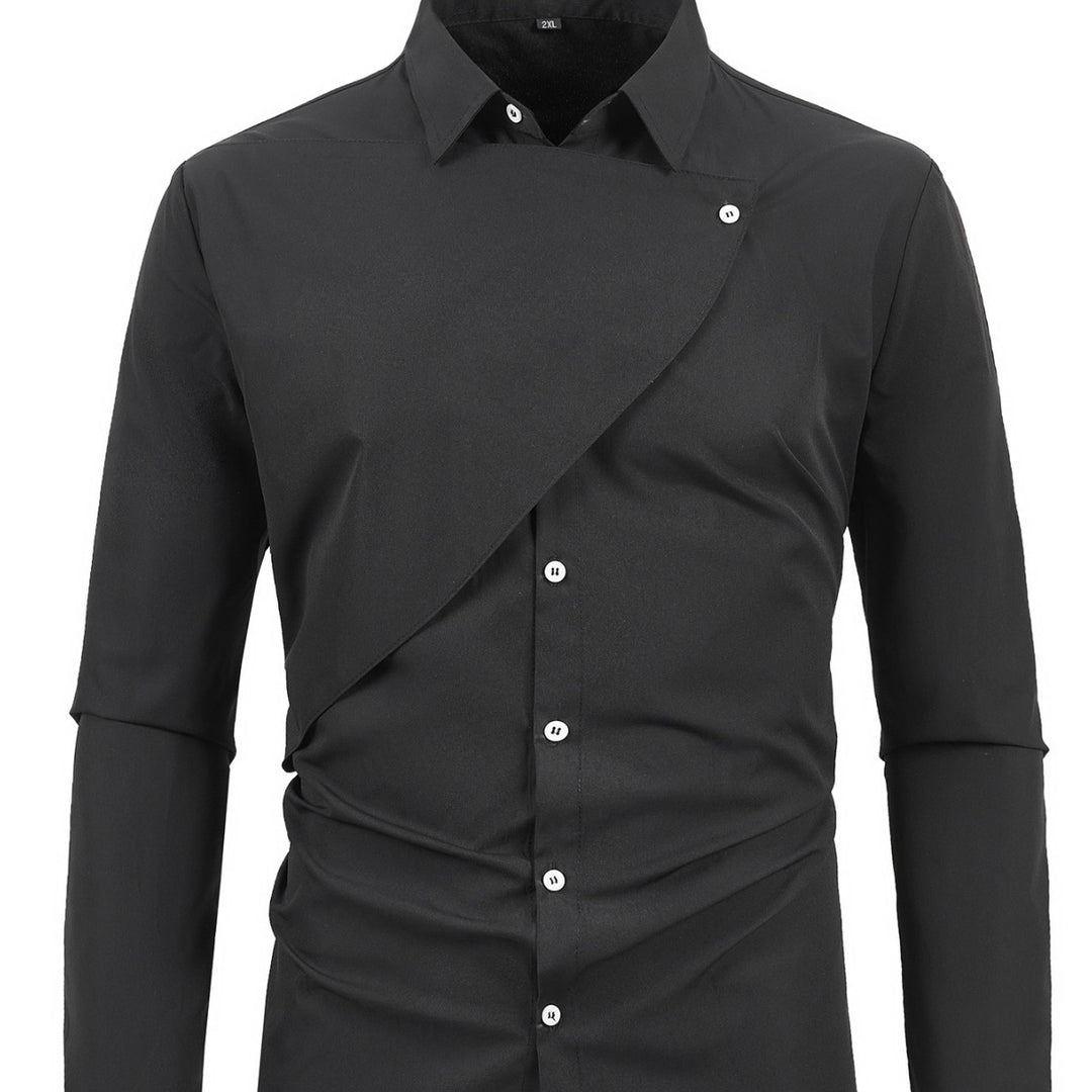 Men's Creative Long Sleeve Shirt with Asymmetric Design Lisslune
