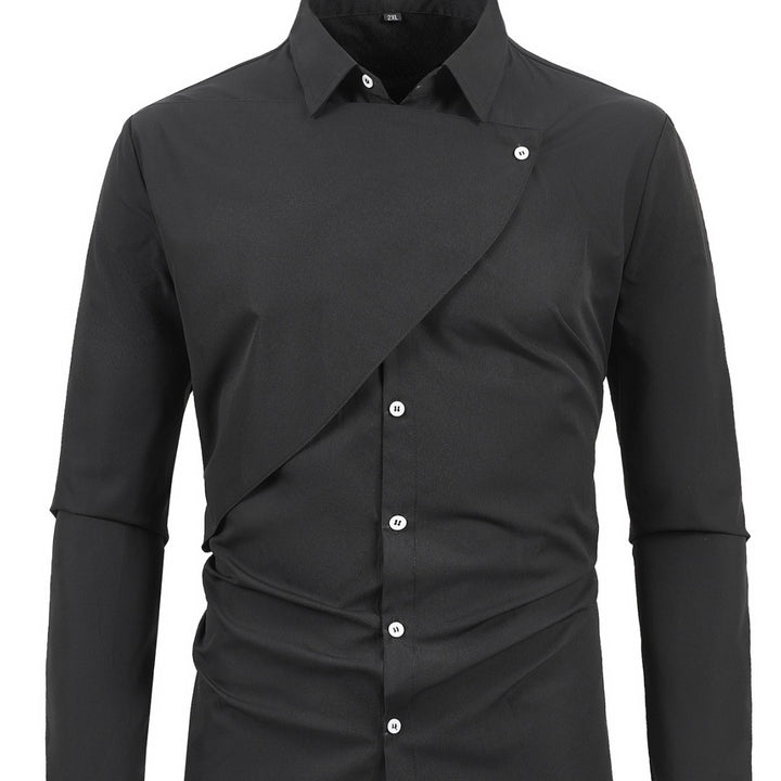 Men's Creative Long Sleeve Shirt with Asymmetric Design Lisslune