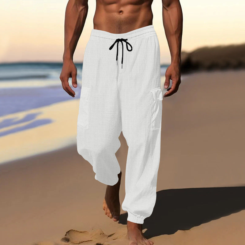 Men's cargo pants with elastic waistband and practical side pockets Lisslune