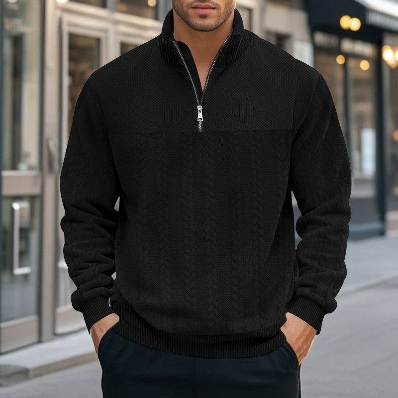 Men's knit sweater with modern stand-up collar and zipper Lisslune