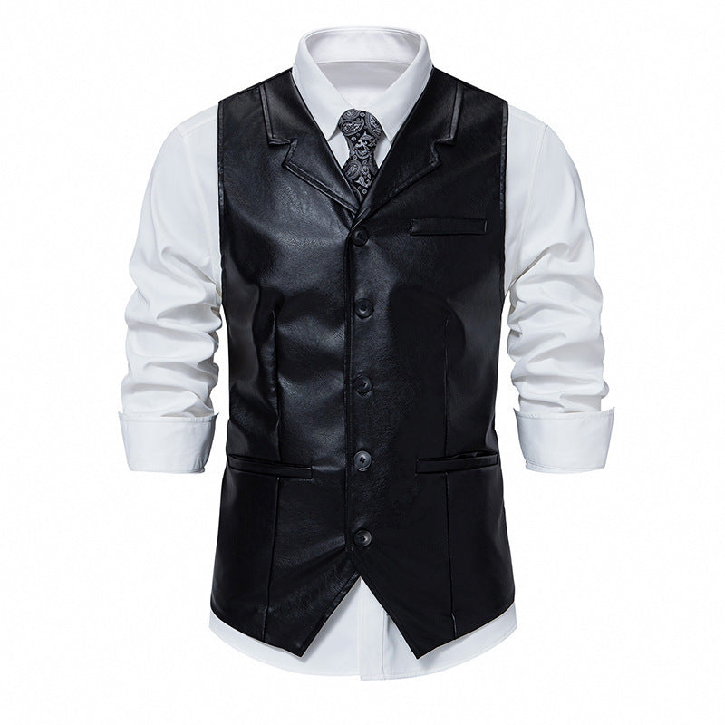 Men's elegant synthetic leather vest Lisslune