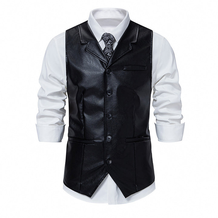 Men's elegant synthetic leather vest Lisslune