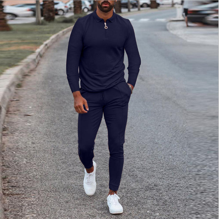 Men's sporty set with modern stand-up collar and functional zipper Lisslune