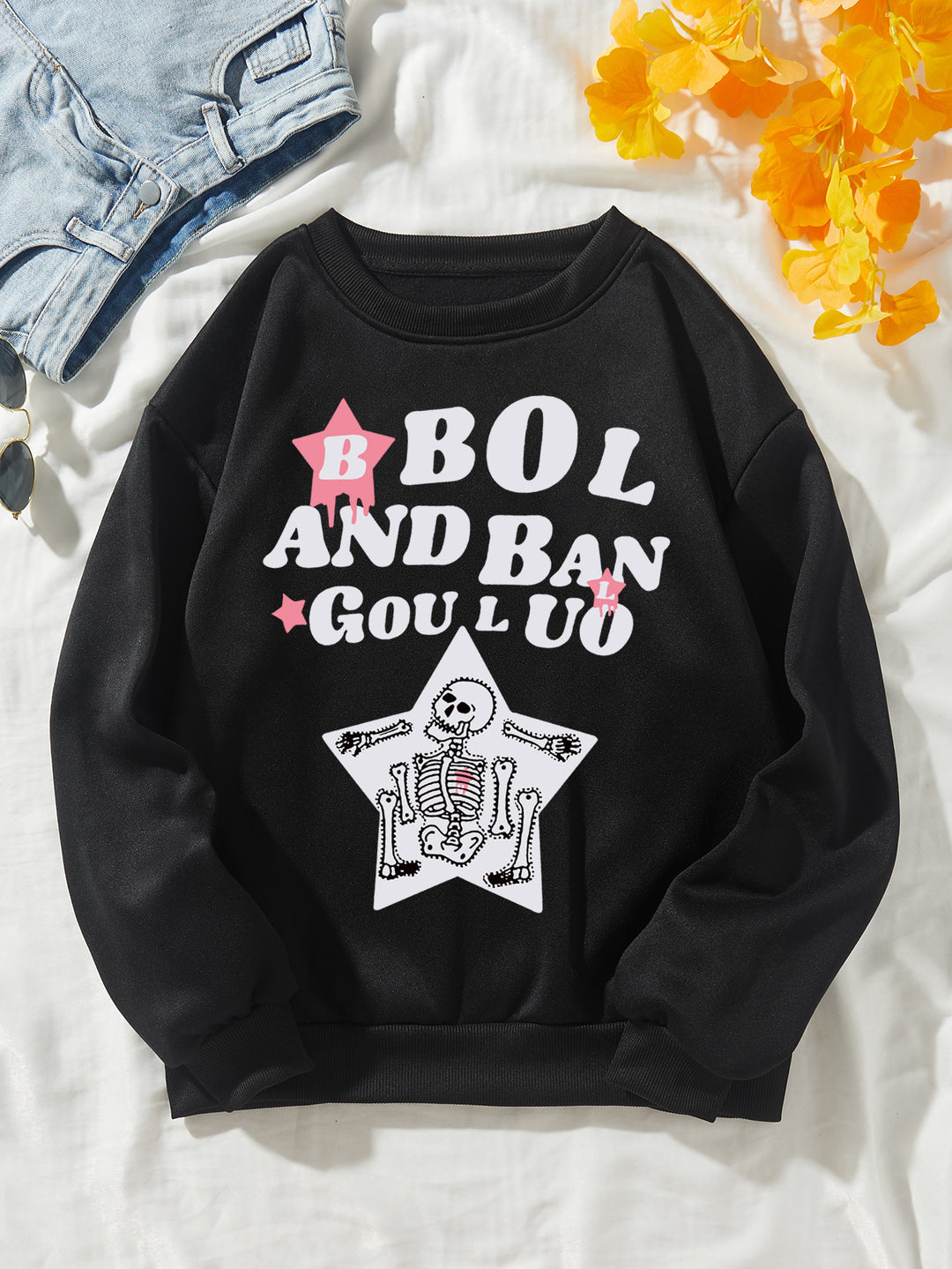 Women's casual sweatshirt with creative skeleton design Lisslune
