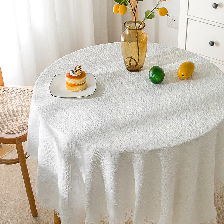 Lisslune | Waffle Modern Tablecloth, Knitted Fabric Lace Coffee Cloth, Round Tablecloth, Rectangular Tablecloth