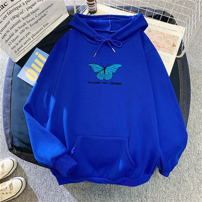 Women's hoodie with short cut and unique butterfly motif Lisslune