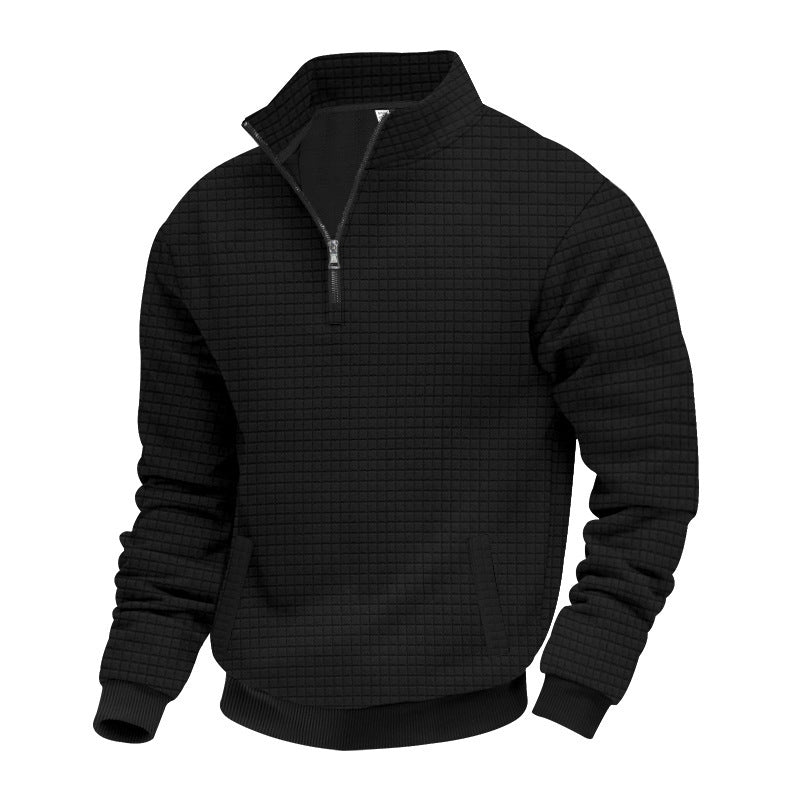 Men's quilted pullover with short zipper and textured design Lisslune
