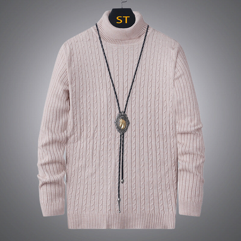 Men's turtleneck sweater with textured cable pattern Lisslune