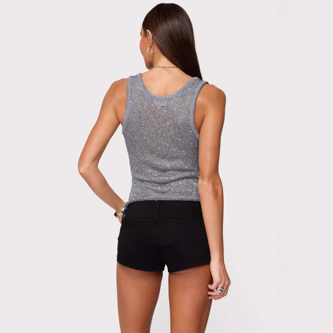 Women’s Glamorous Glitter Tank Top Lisslune