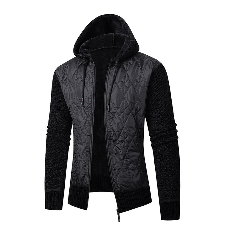 Men's quilted hooded jacket with warm lining and practical zippers Lisslune