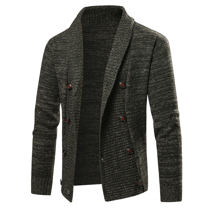Men's cardigan with modern shawl collar and decorative buttons Lisslune