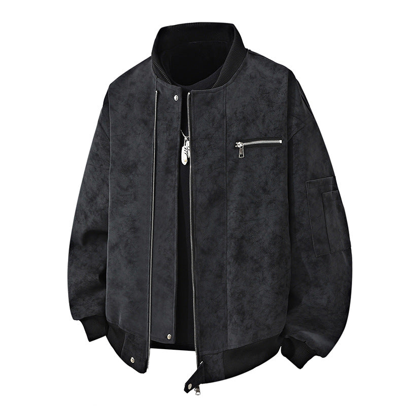 Men's Trendy Bomber Jacket in Vintage Look with Practical Zipper and Stylish Details Lisslune