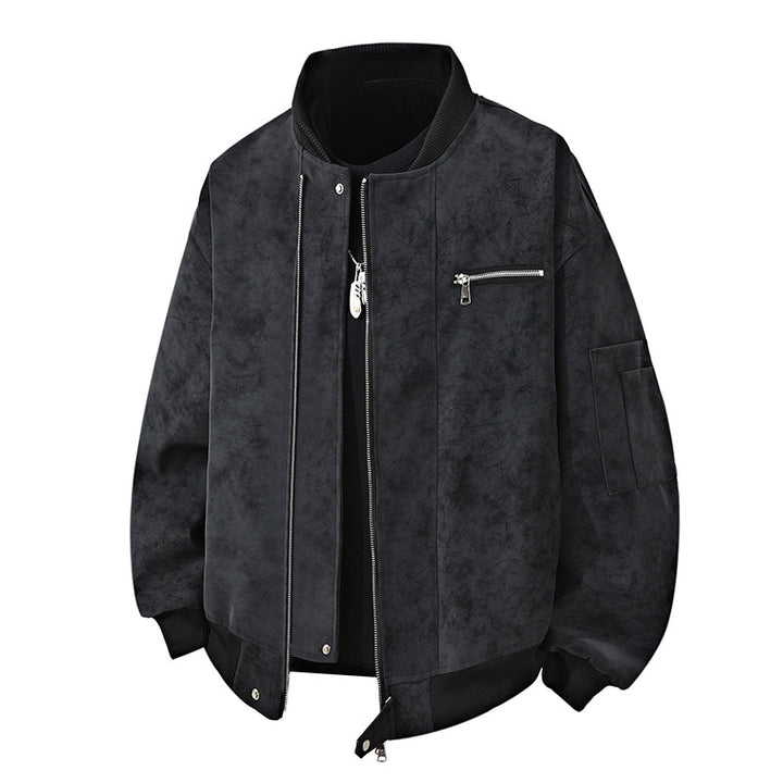 Men's Trendy Bomber Jacket in Vintage Look with Practical Zipper and Stylish Details Lisslune