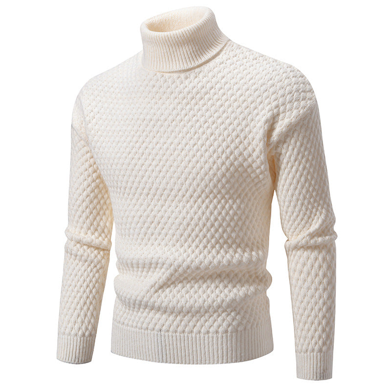Men's knit pullover with high collar and textured surface Lisslune