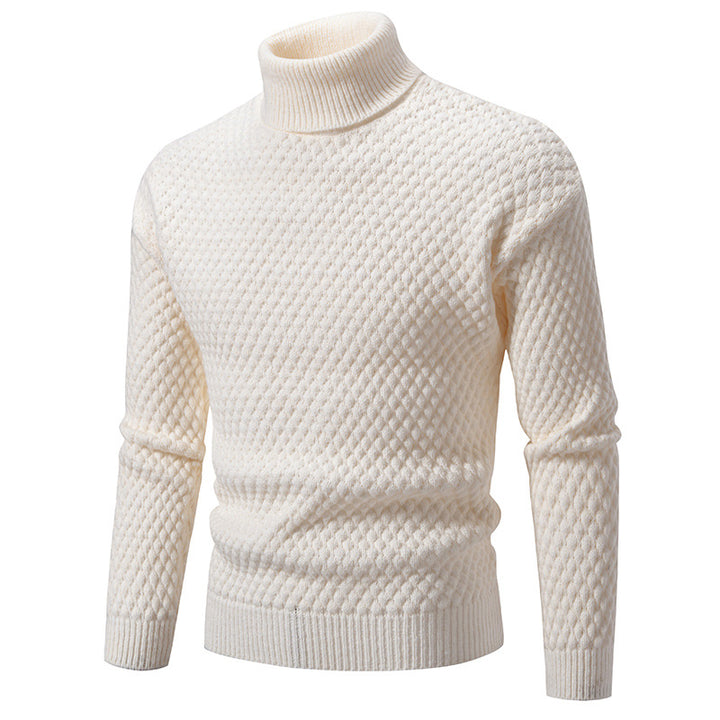 Men's knit pullover with high collar and textured surface Lisslune