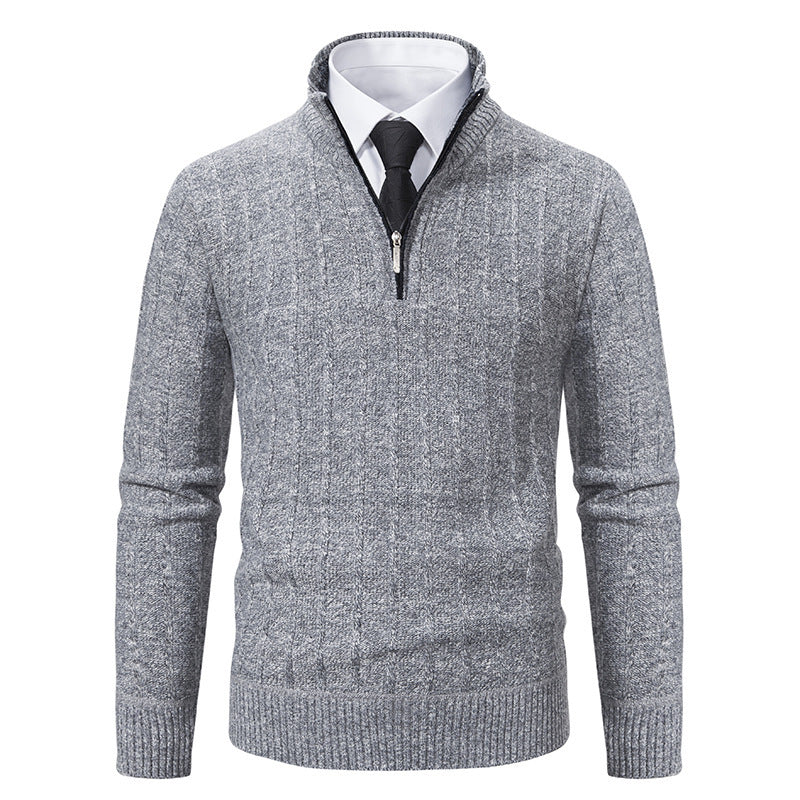 Men's stylish knitted sweater with zipper and high collar Lisslune