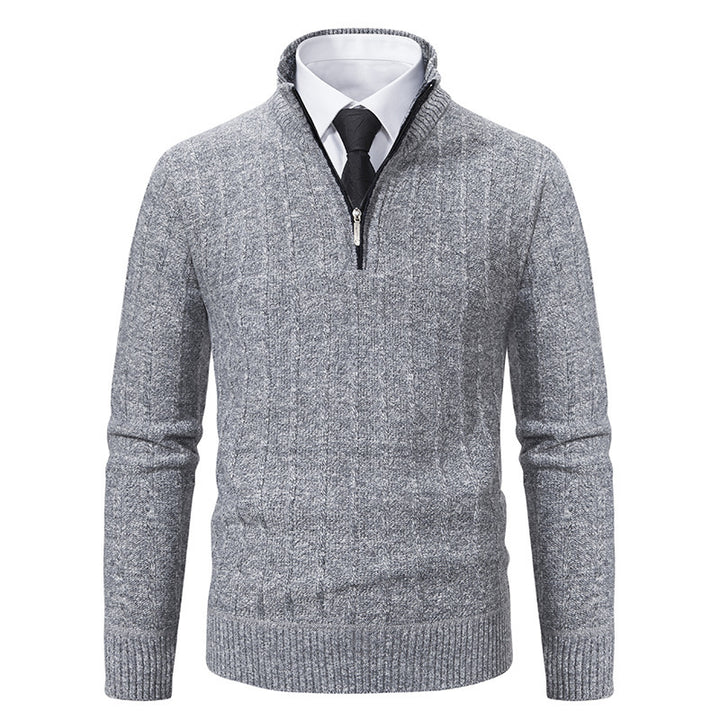 Men's stylish knitted sweater with zipper and high collar Lisslune