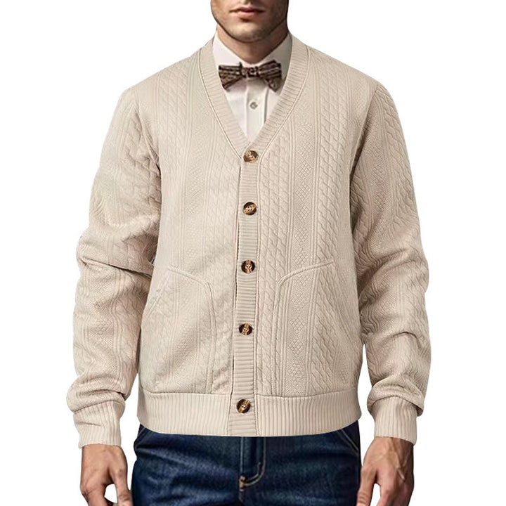Men's cardigan with structured surface and practical pockets Lisslune