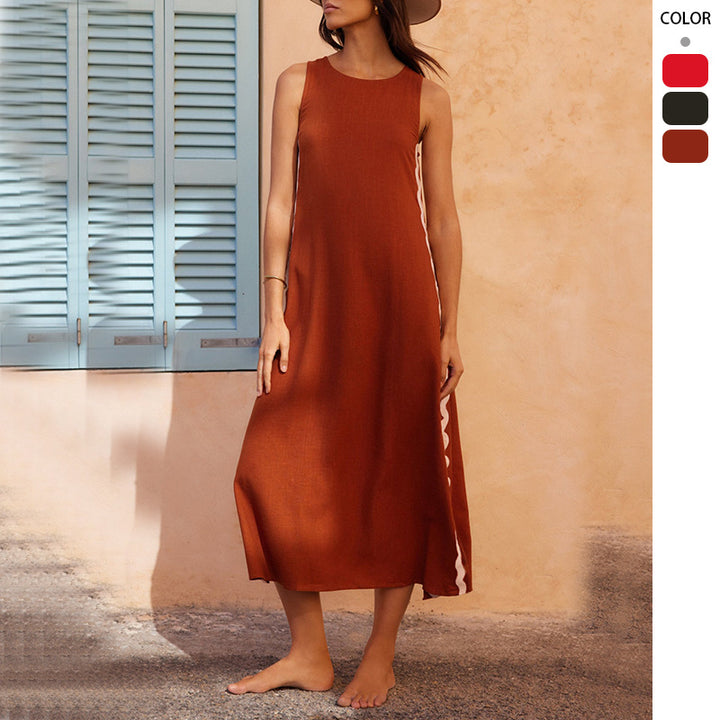 Women's midi dress with a casual cut and side slits