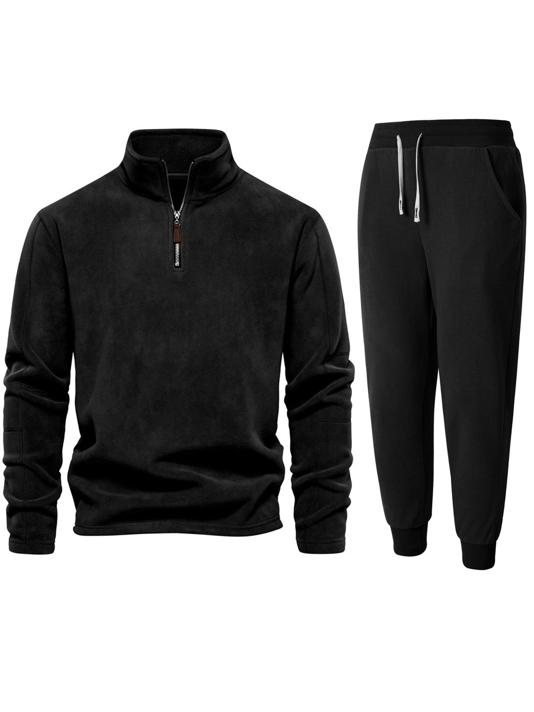 Men's fleece loungewear set with stand-up collar and long pants Lisslune