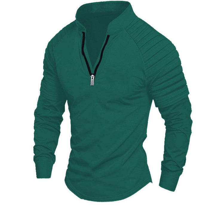 Men's training shirt with high collar and subtle zipper Lisslune