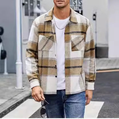 Men's casual checkered pattern shirt jacket Lisslune
