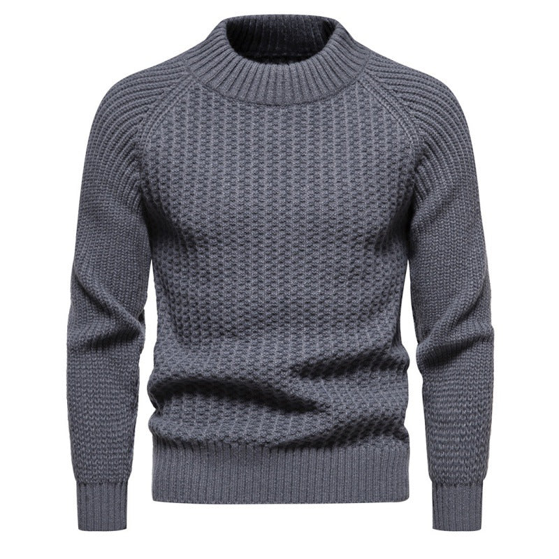 Men's chunky knit sweater with high collar and timeless design Lisslune
