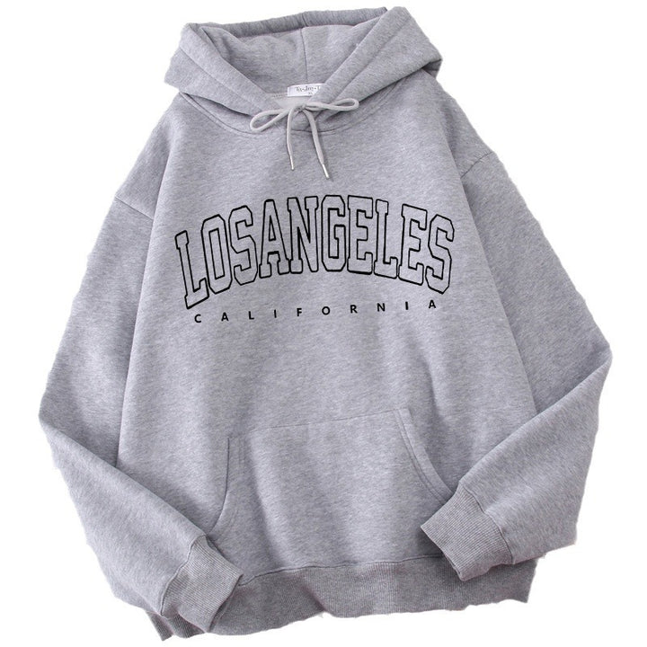 Women's hoodie with modern Los Angeles print and loose fit Lisslune