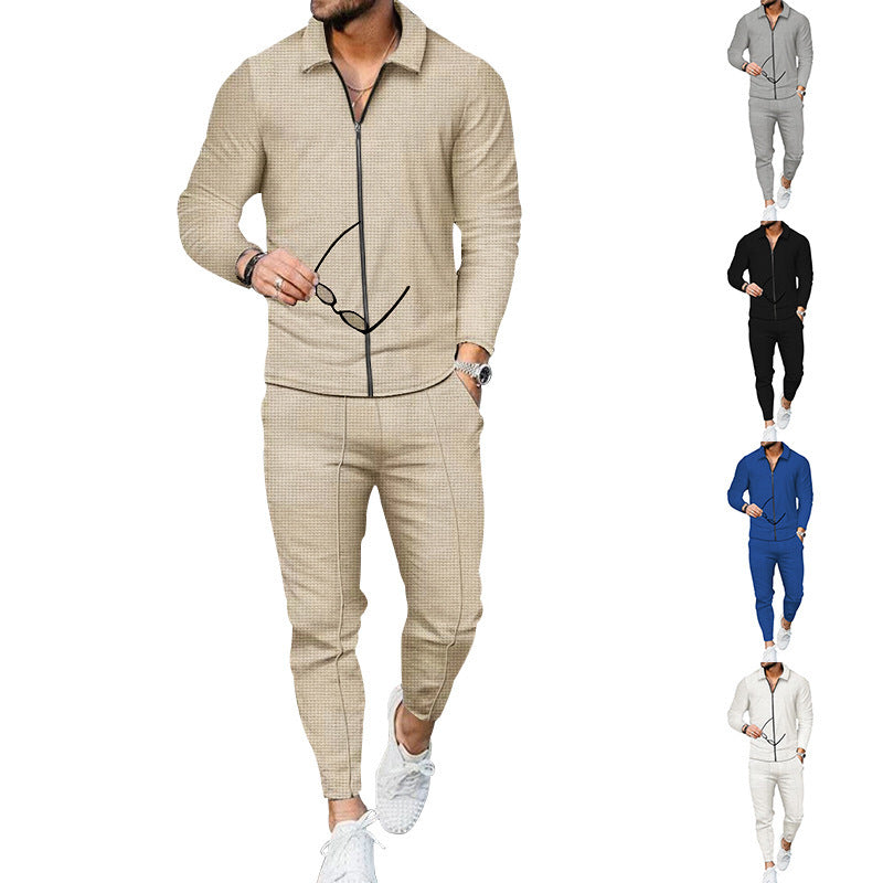 Men's breathable sports set with zipper and elastic waistband Lisslune